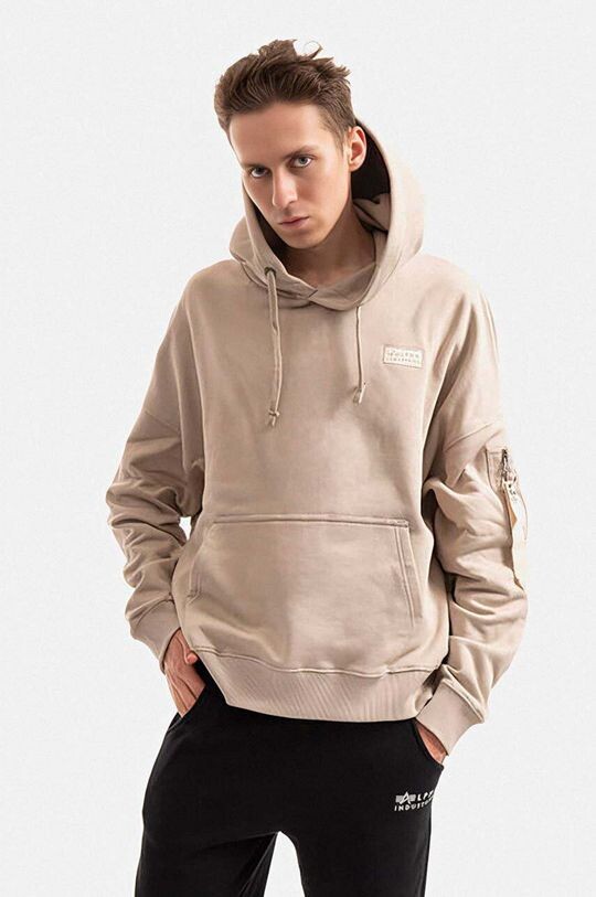 

Хлопковая толстовка Alpha Industries, бежевый
