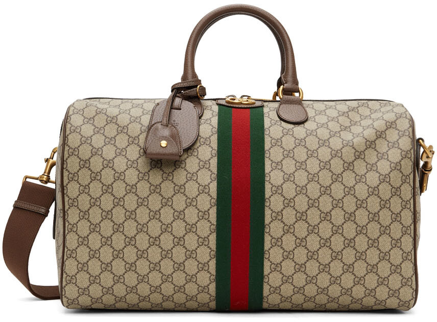 

Бежевая дорожная сумка Savoy Medium Ophidia Gucci