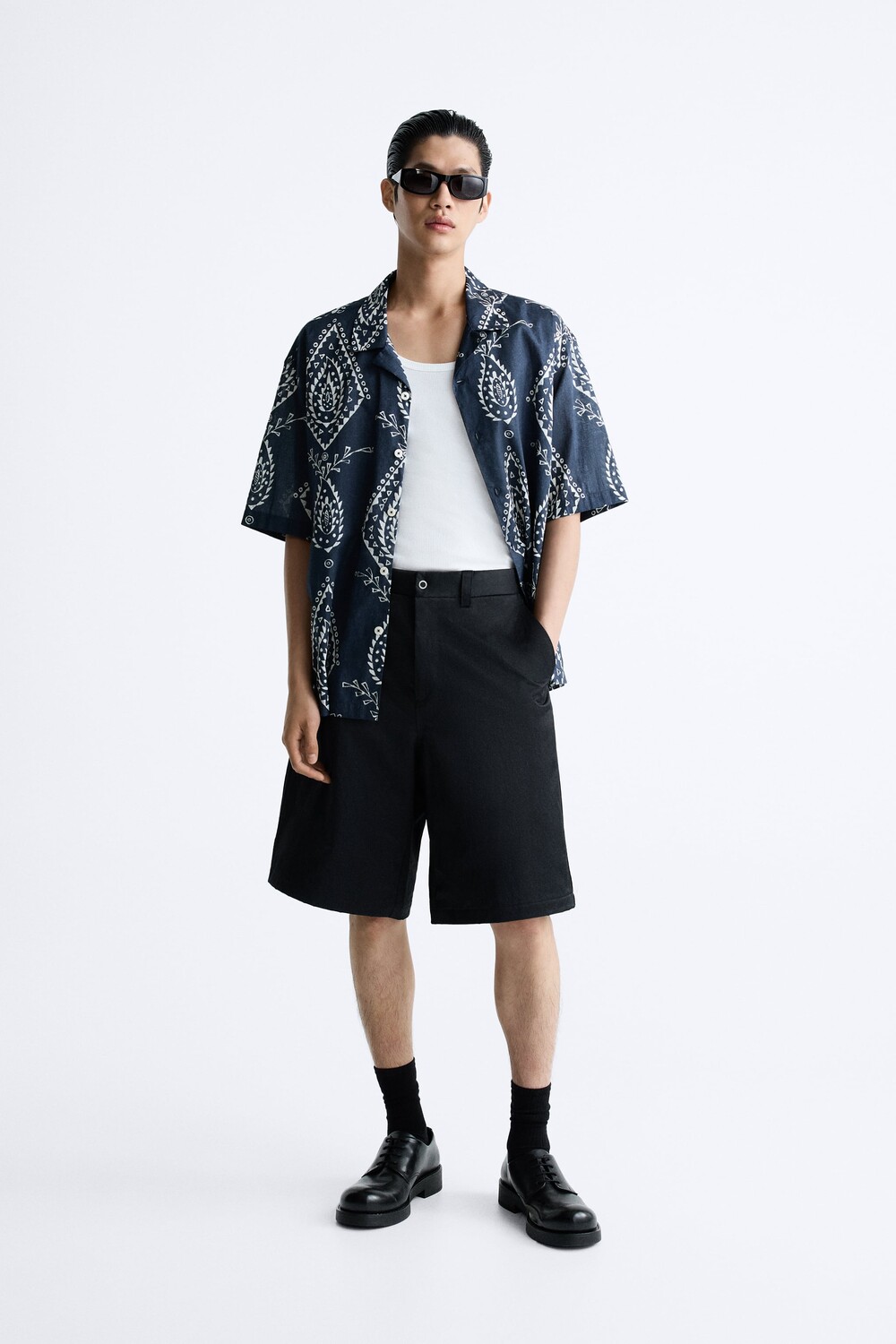 

Рубашка с принтом бандана Zara, синий