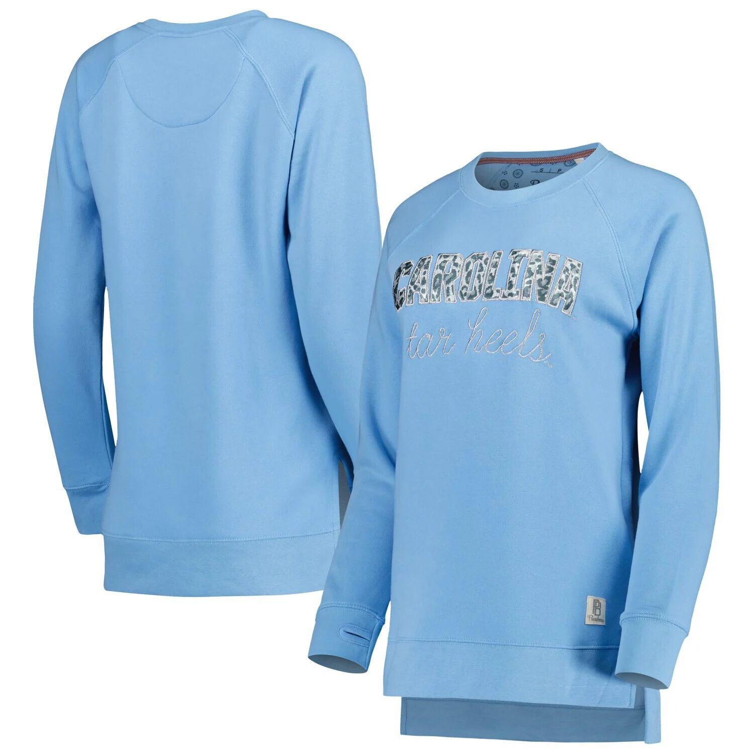 

Женский пуловер с реглановым принтом Pressbox Carolina Blue North Carolina Tar Heels Steamboat, пуловер с принтом животных, толстовка