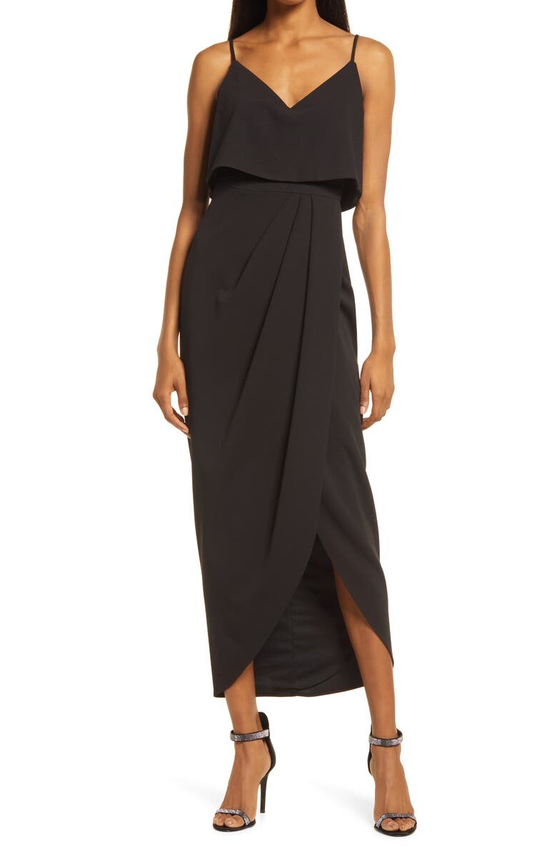 

Платье с запахом Scuba Crepe Popover Faux XSCAPE, черный