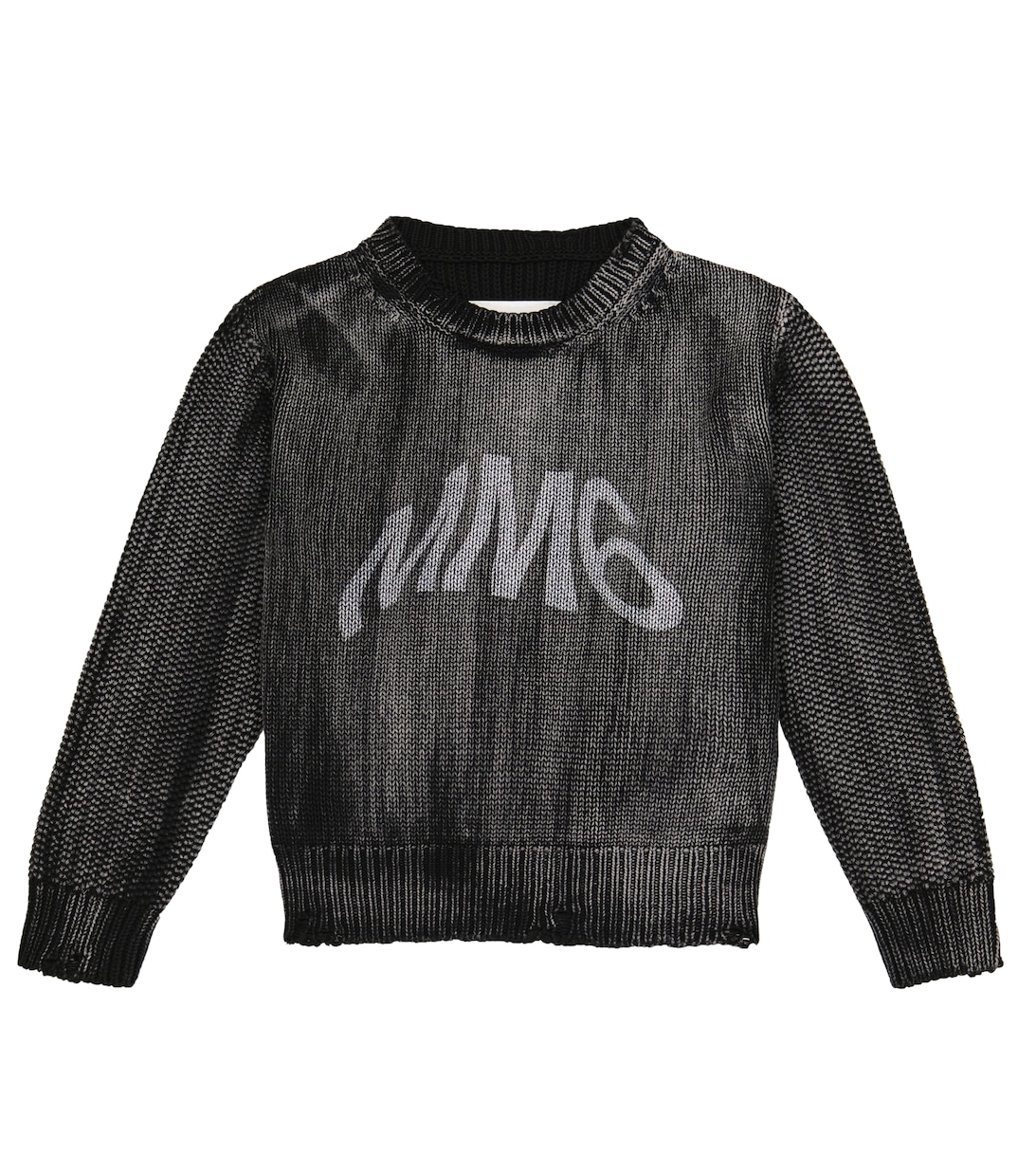 Хлопковый свитер с логотипом MM6 Maison Margiela, черный