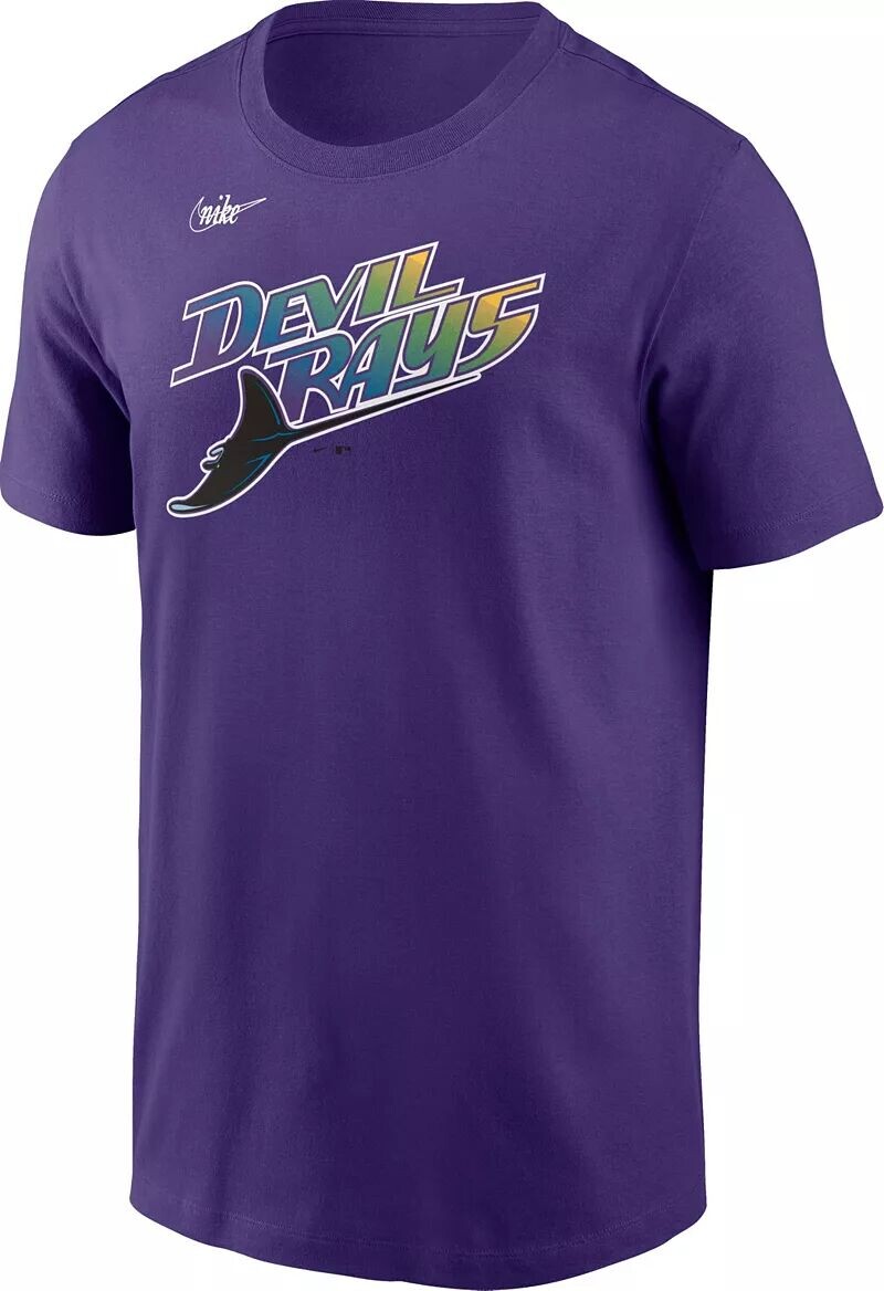 

Мужская мужская футболка Tampa Bay Rays фиолетового цвета Cooperstown с надписью Nike
