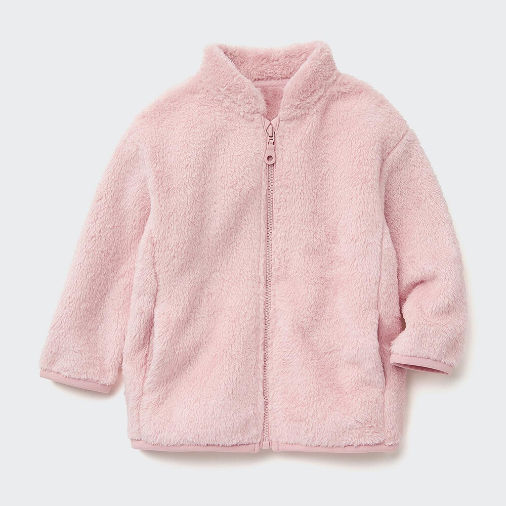 

Куртка Uniqlo унисекс флисовая бархатная на молнии, розовый