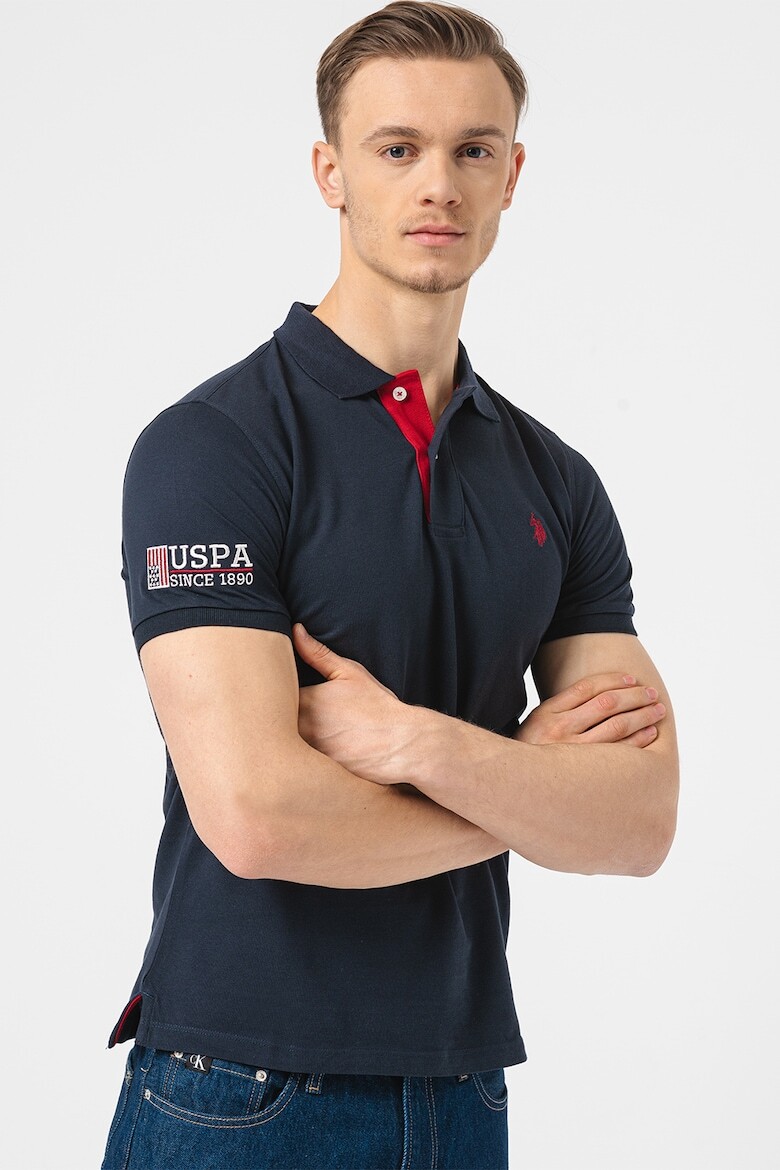

Футболка с воротником и логотипом U S Polo Assn , синий