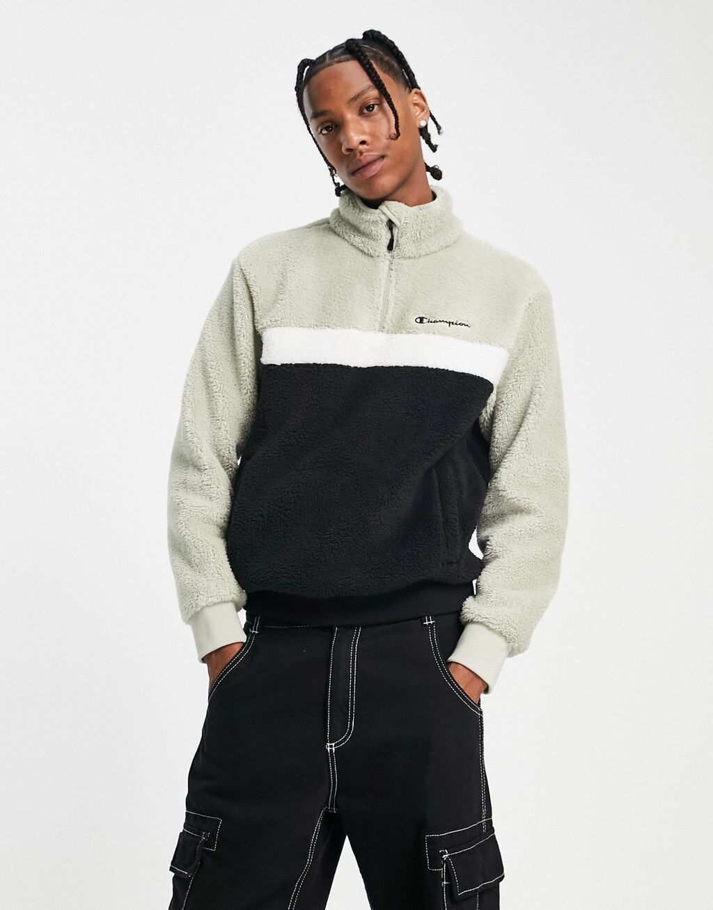 

Черно-подпалый флисовый воронкообразный узор Champion Duel Colourway