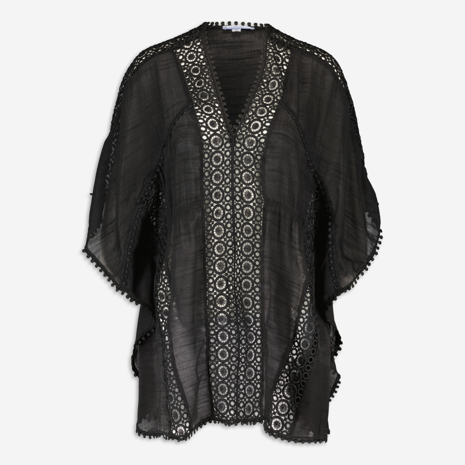 Черная блузка-кафтан с вышивкой Tidal Wave Beachwear