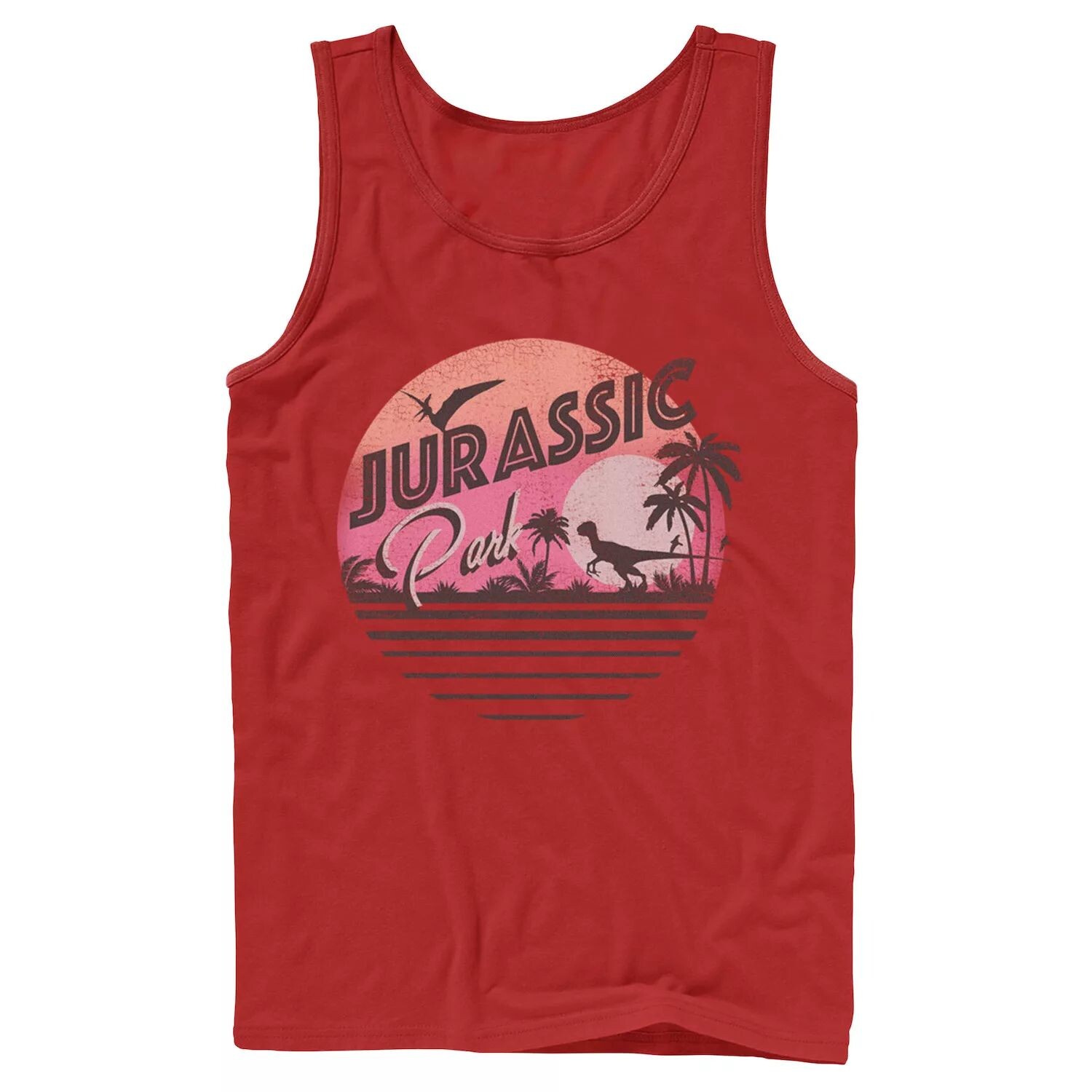 

Мужская майка с рисунком «Парк Юрского периода» розового цвета с градиентом Sunset Get Wild Jurassic World