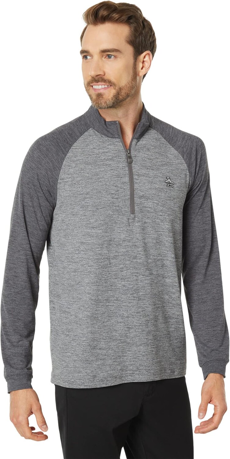 

Легкий пуловер реглан с молнией 1/4 Original Penguin Golf, цвет Caviar Heather