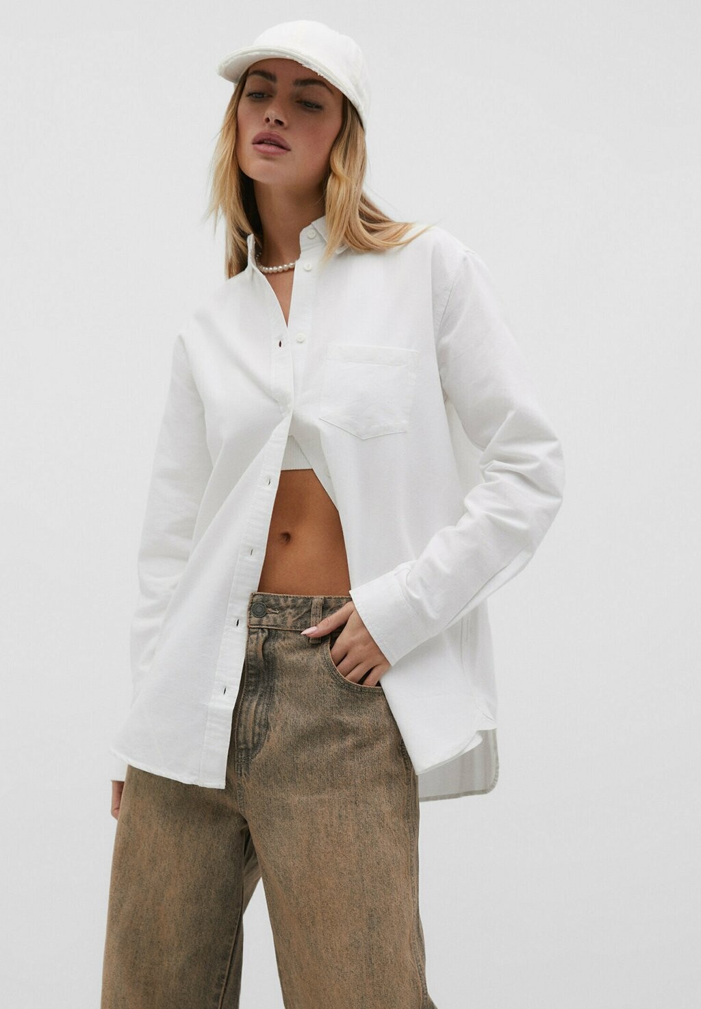 

Рубашка Oxford Stradivarius, белый