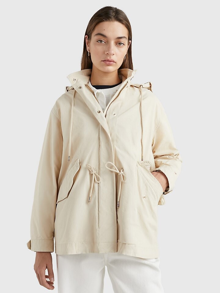 

однотонная парка с капюшоном Tommy Hilfiger