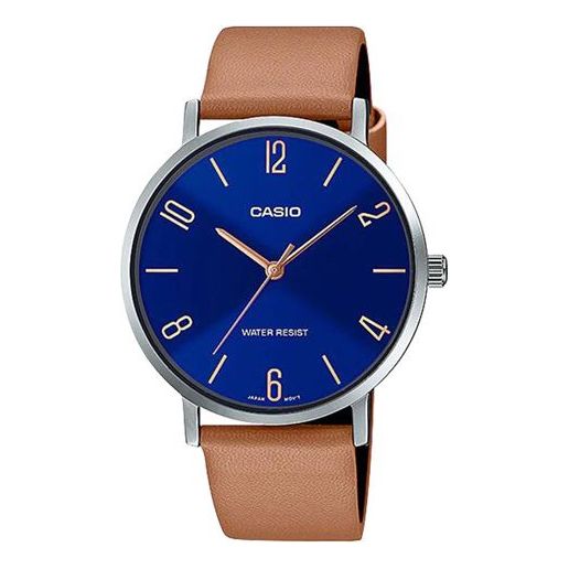 Часы Casio Influencer Analog Leather Strap Watch 'Brown Royal Blue', коричневый