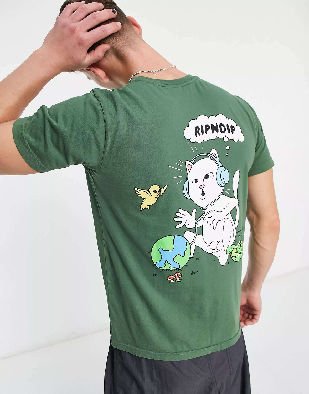 

RIPNDIP Зеленая футболка I Like Turtles с принтом на груди и спине Rip N Dip, Зеленый