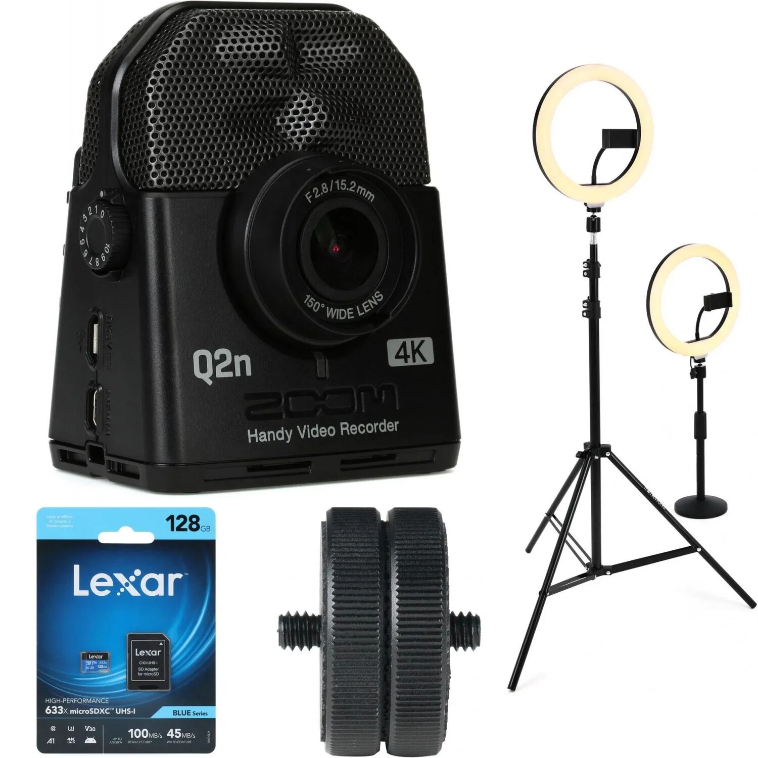 

Удобный видеорегистратор Zoom Q2n-4K с кольцевой подсветкой микрофона XY и комплектом SD-карты