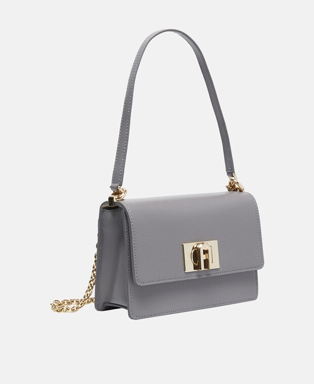 

Кожаная сумка через плечо Furla, серый