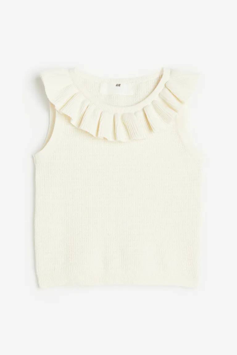 

Вязаный топ с рюшами H&M, белый
