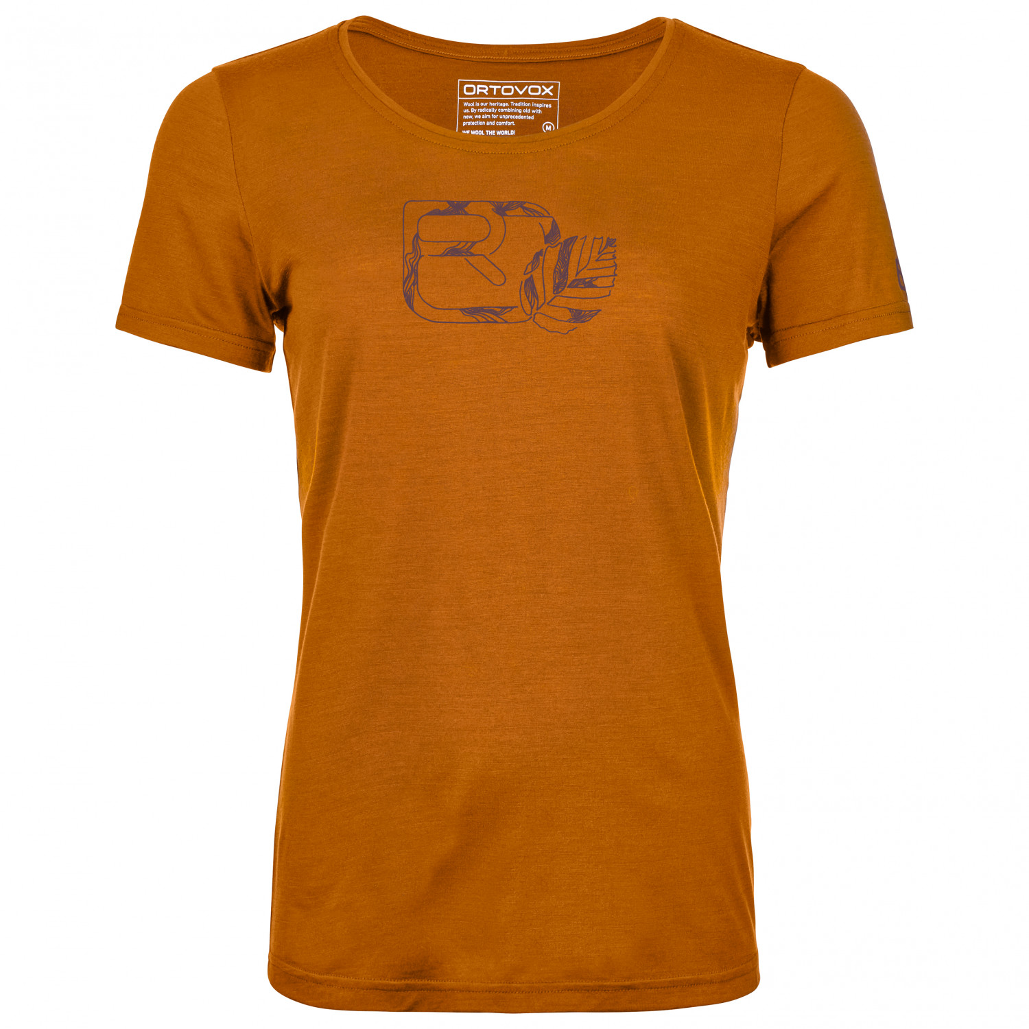 Рубашка из мериноса Ortovox Women's 120 Cool Tec Leaf Logo T Shirt, цвет Sly Fox