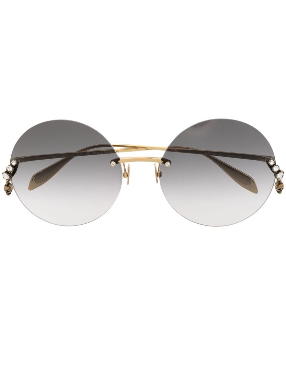 

Alexander McQueen Eyewear солнцезащитные очки в круглой оправе с кристаллами, золотистый