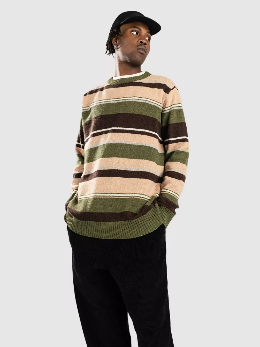 

Aksune Jac Stripe Вязаный свитер из овечьей шерсти Anerkjendt, черный