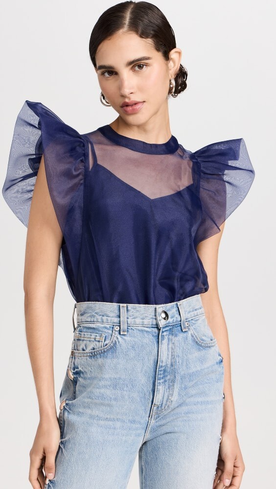 

Топ SIMKHAI Corina Organza Ruffle Sleeve, полночь