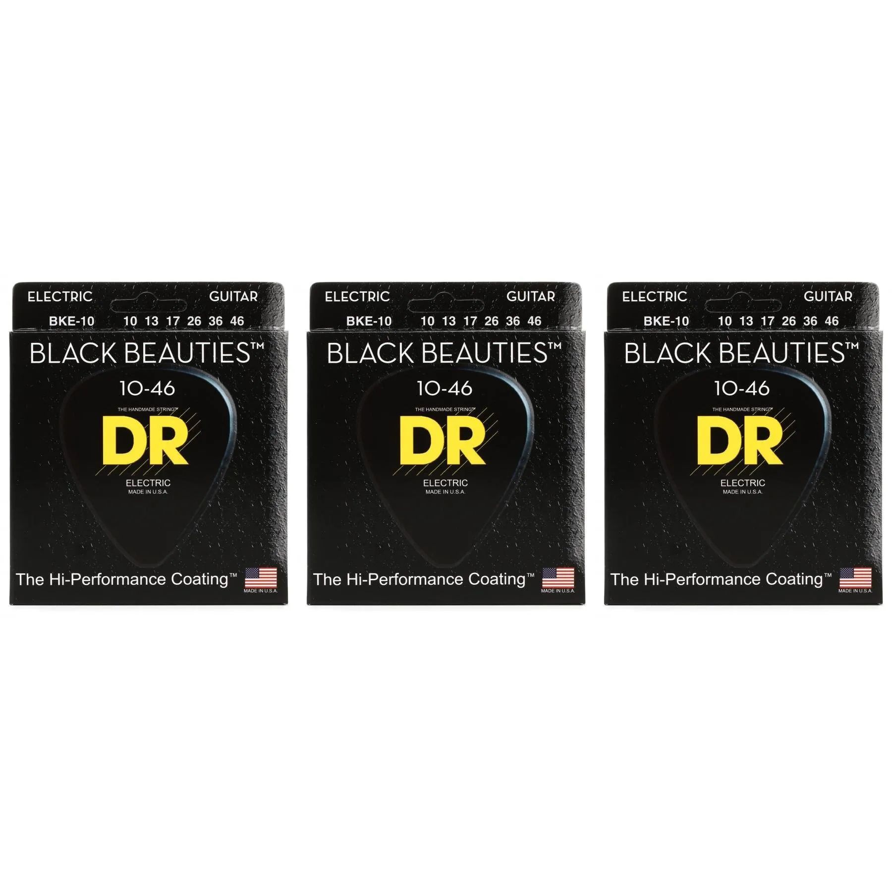 

Струны для электрогитары DR Strings BKE-10 Black Beauties K3 с покрытием — .010–.046, средние (3 шт.)