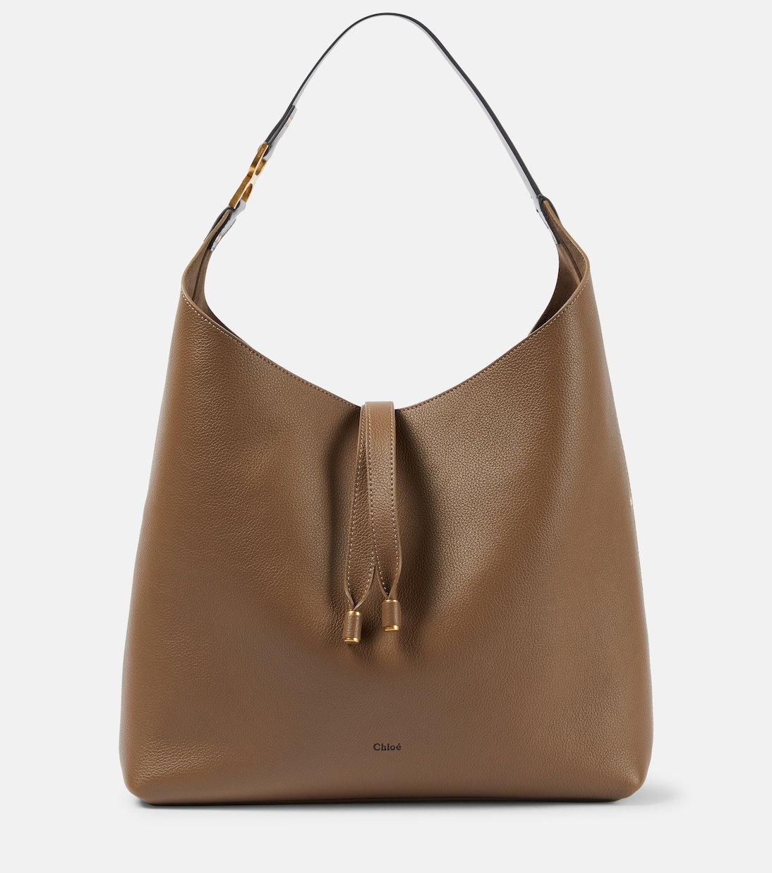 Кожаная большая сумка marcie среднего размера Chloé, коричневый