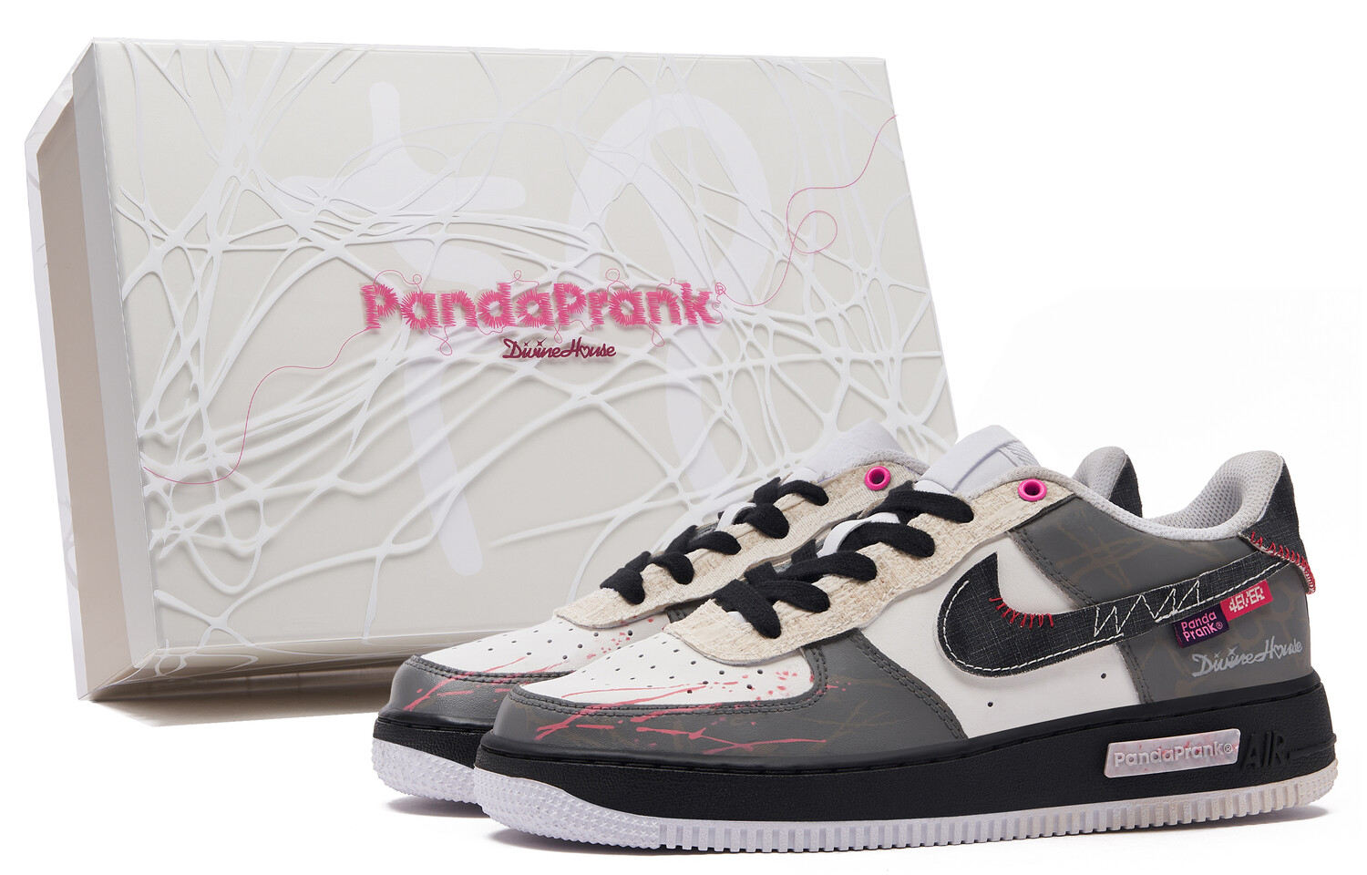 

Кроссовки Nike Air Force 1 Skateboarding Shoes Women's Low-top Black/Gray/Pink, черный
