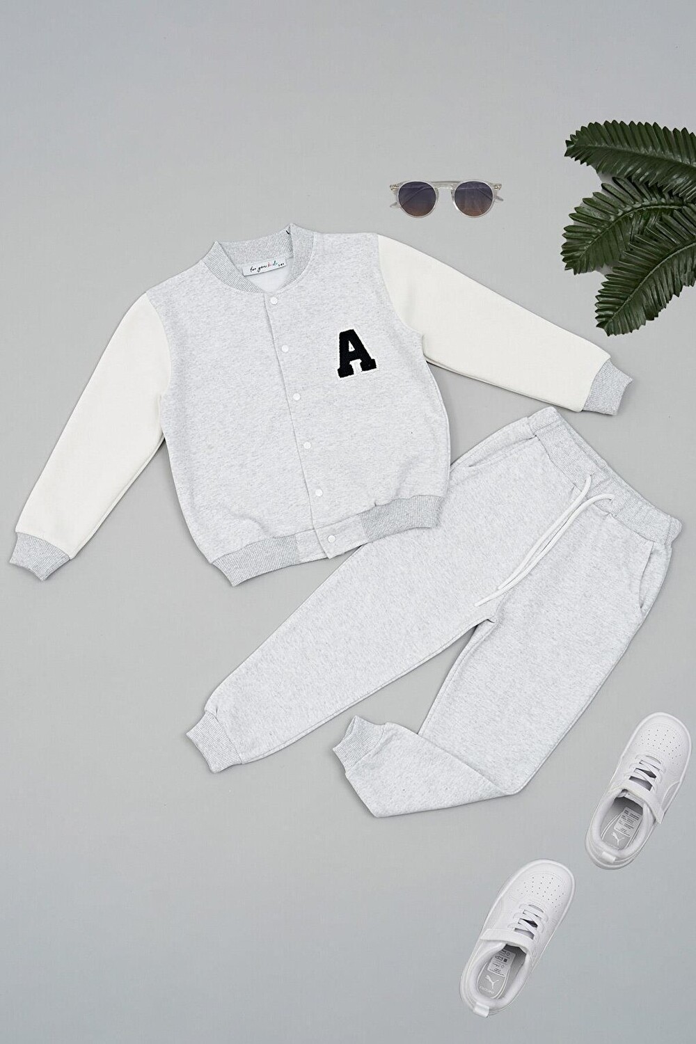 

Куртка для колледжа Серый комплект из верха и низа с вышивкой For You Kids