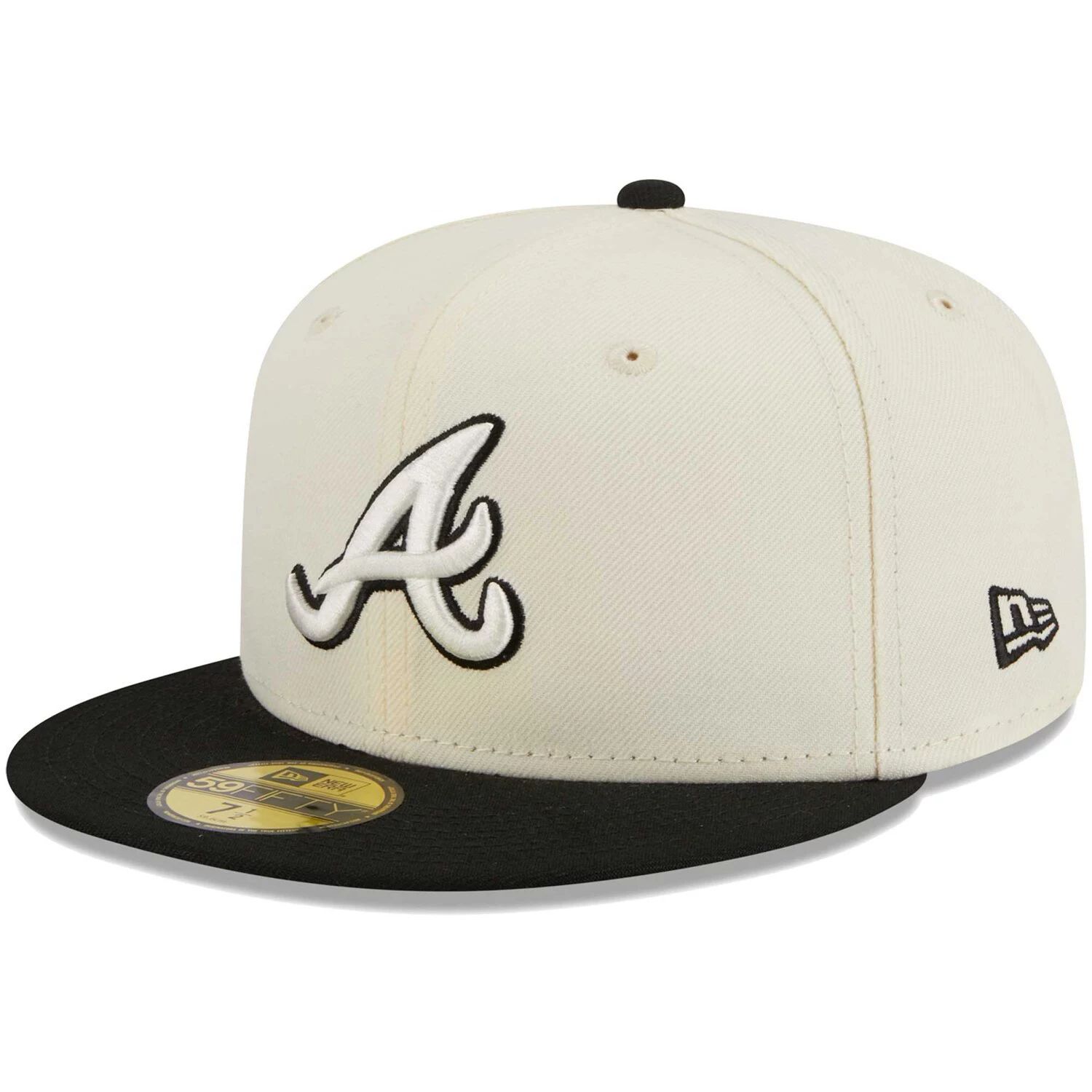 

Мужская облегающая шляпа New Era Stone/Black Atlanta Braves Chrome 59FIFTY