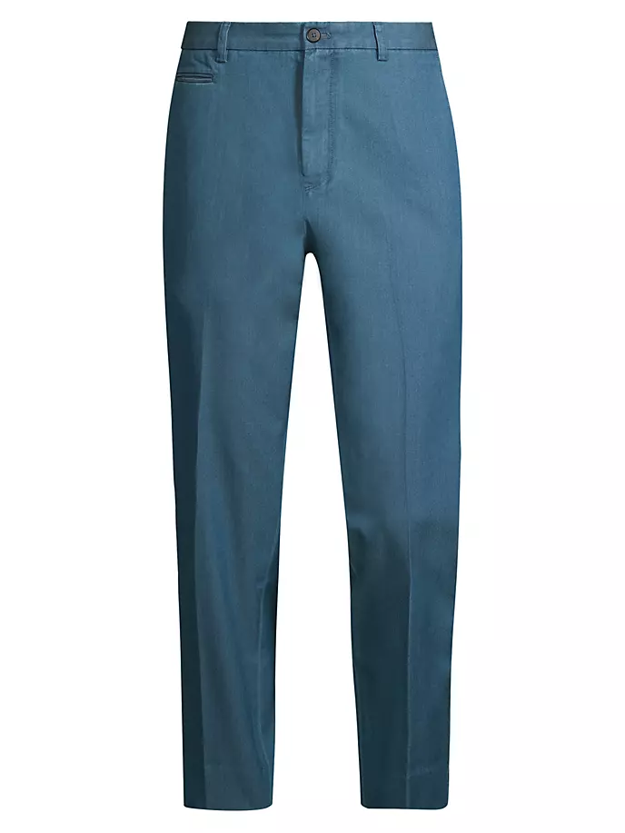 

Зауженные классические брюки из шамбре Club Monaco, цвет light indigo