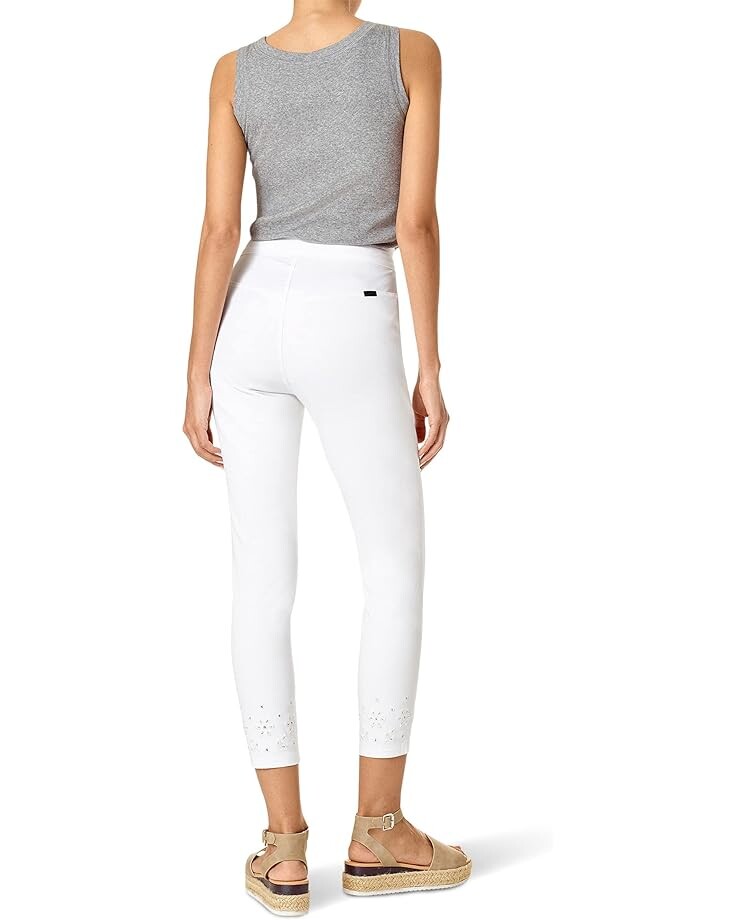 

Брюки HUE High-Rise Embroidered Eyelet Hem Skimmer, белый