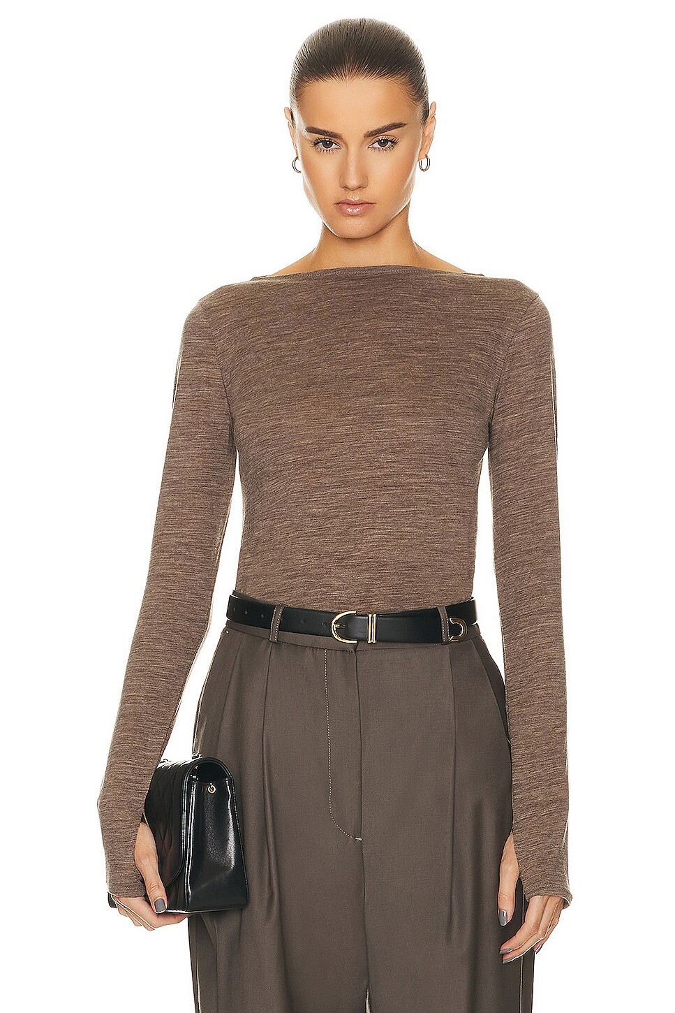 

Топ Toteme Long Sleeve Boat Neck, цвет Oat Melange
