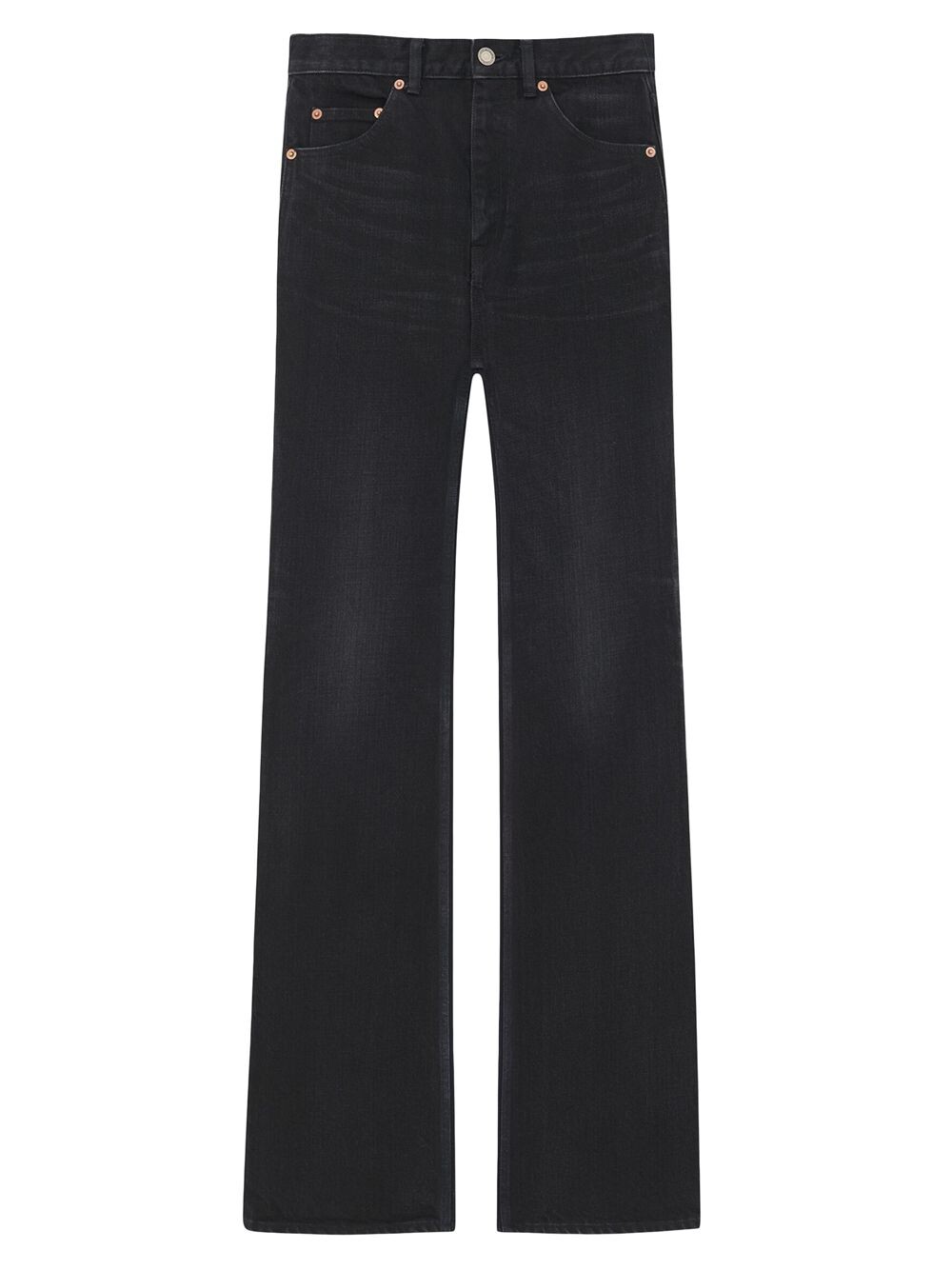 

Расклешенные джинсы 70-х из черного денима Saint Laurent, черный