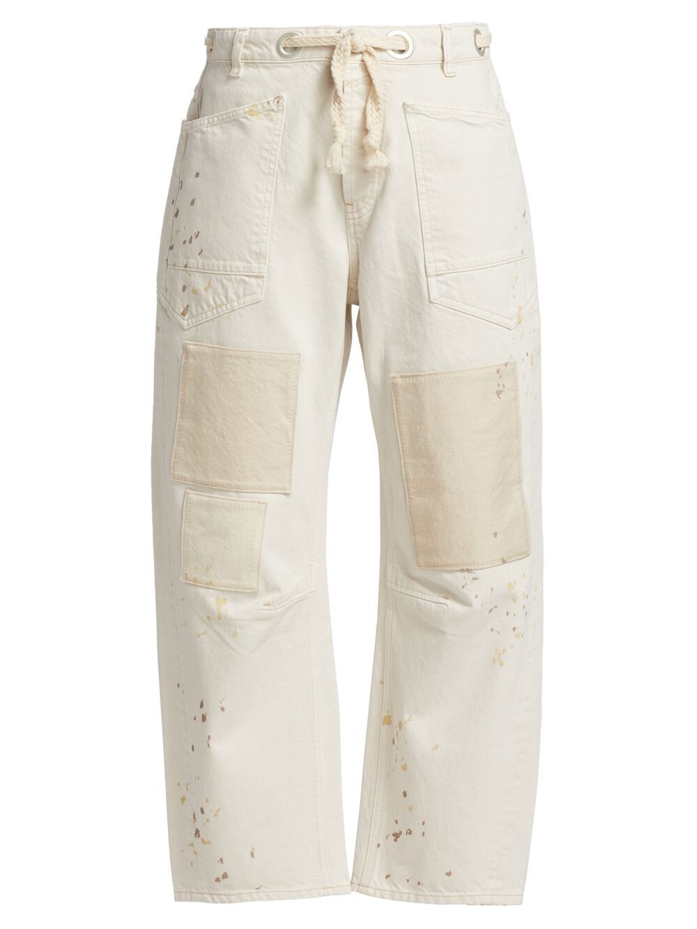 

Брюки Moxie из хлопка в технике пэчворк с поясом Free People, белый