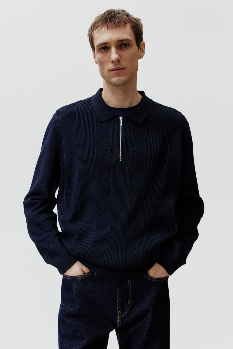 цена Рубашка-Поло на молнии приталенного кроя H&M, синий