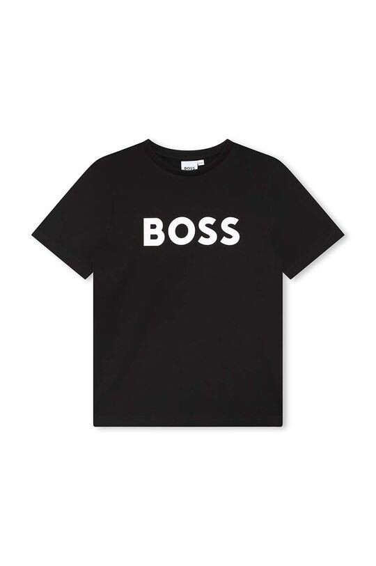 

Boss Детская хлопковая футболка, черный