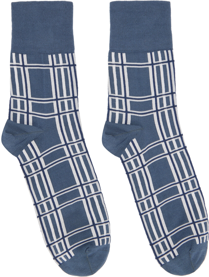 

Синие носки в клетку, темные Thom Browne