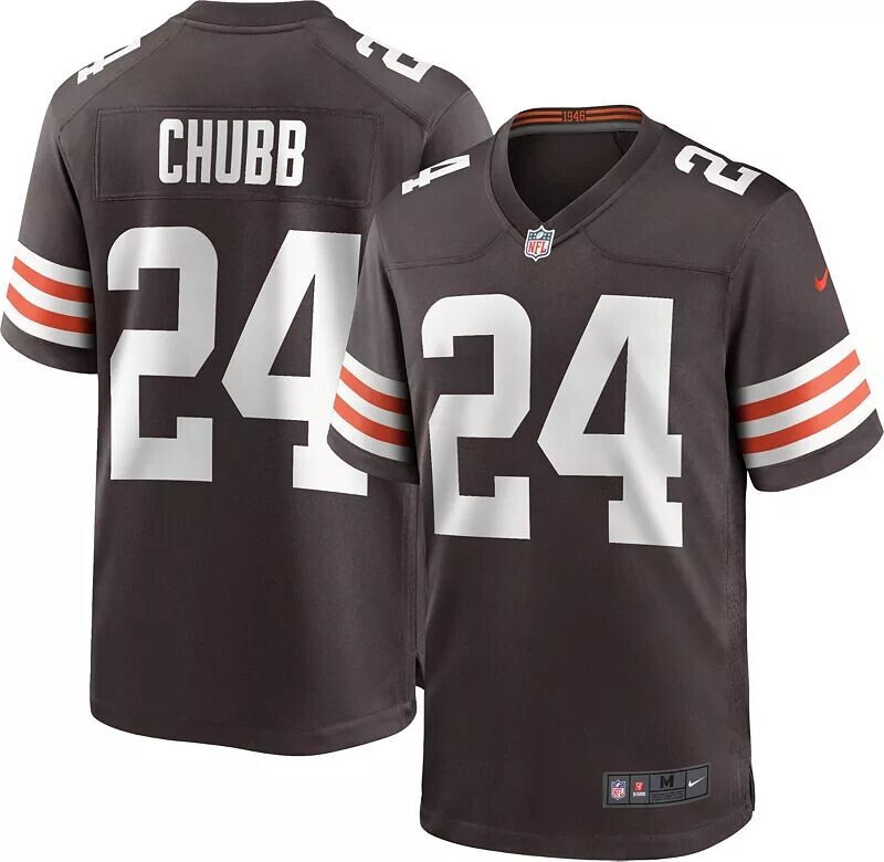 

Мужское джерси Nike Cleveland Browns Nick Chubb #24 коричневого цвета