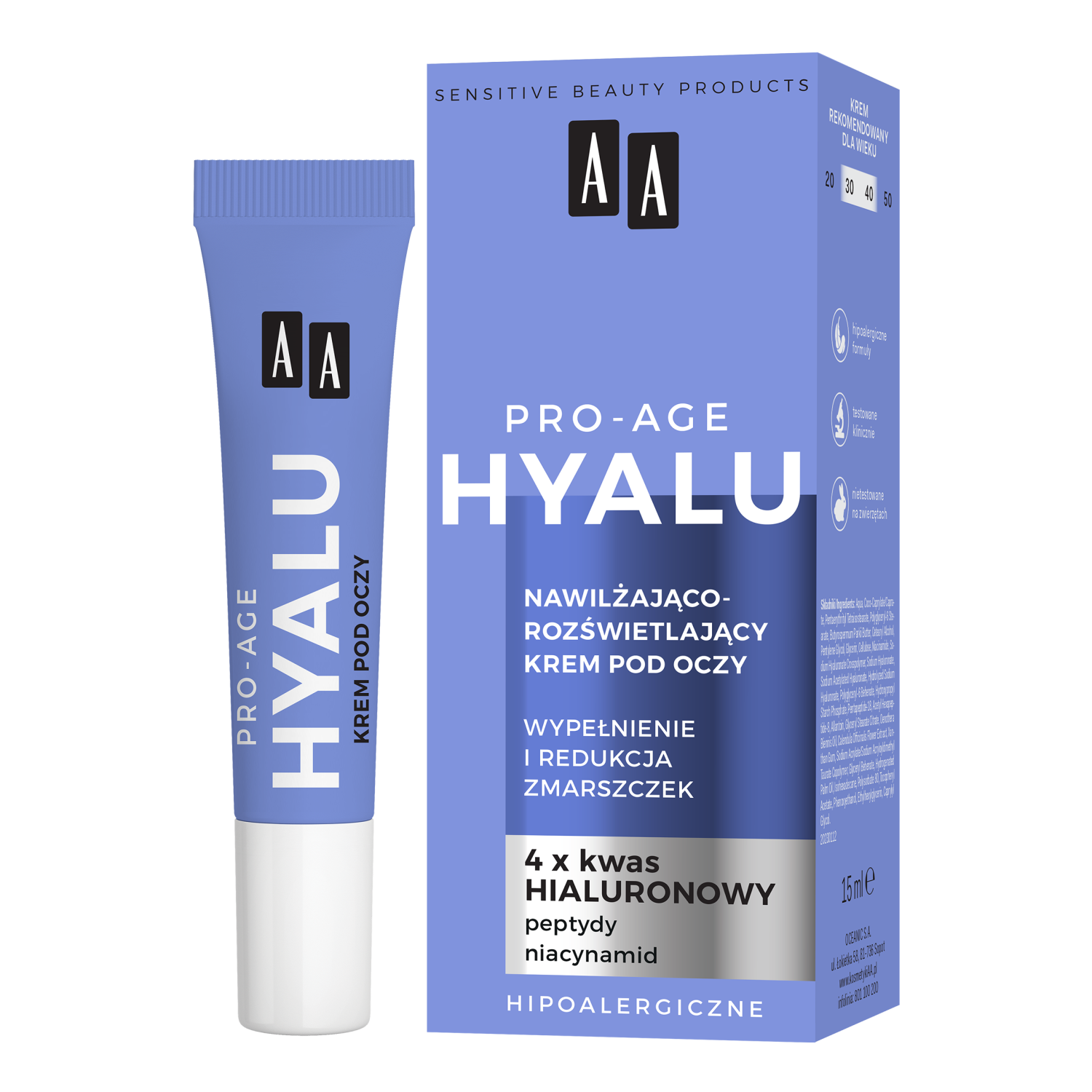 Крем для глаз увлажняющий и осветляющий Aa Hyalu Pro Age, 15 мл