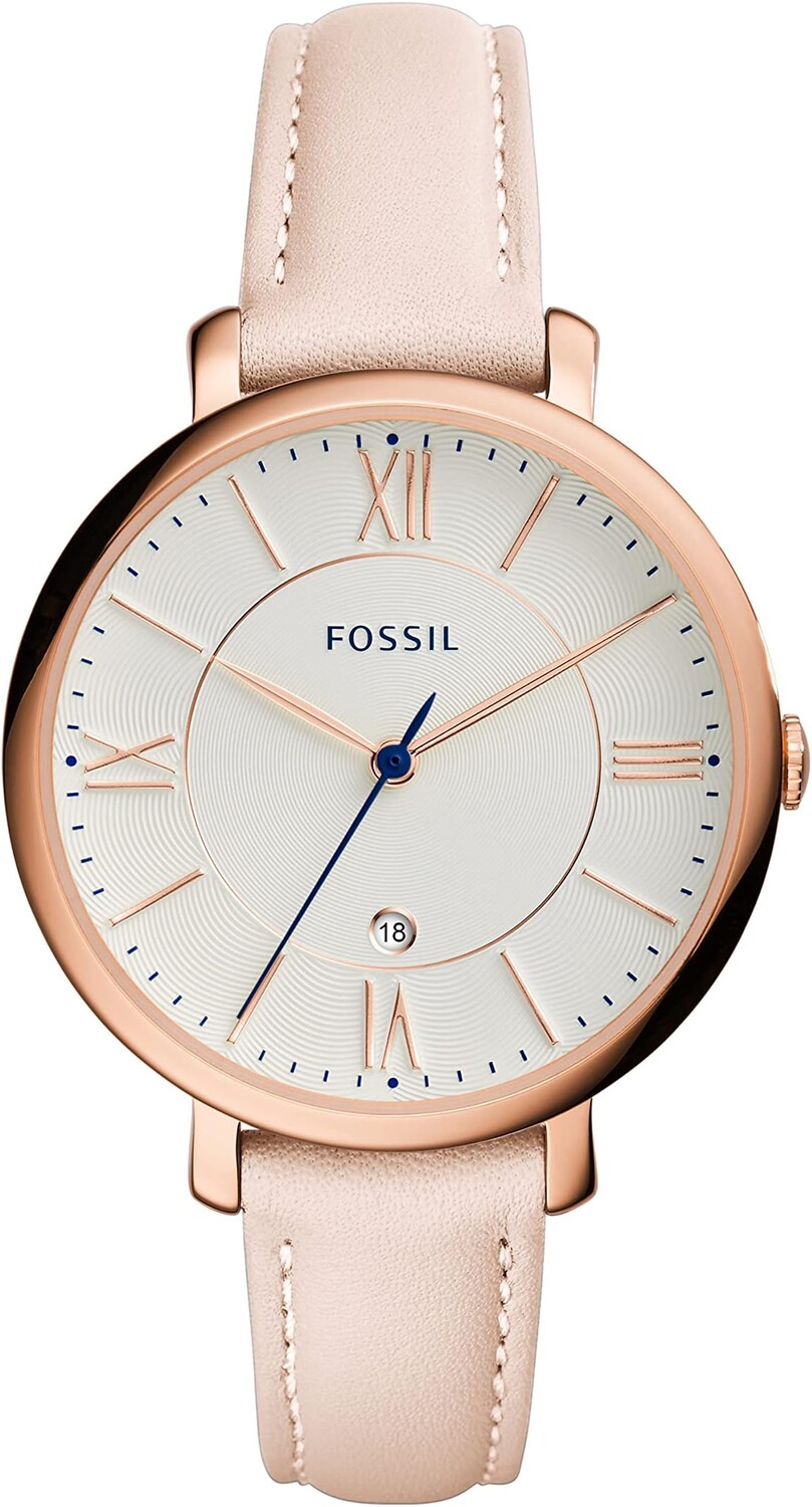 

Часы Jacqueline Three-Hand Leather Watch Fossil, цвет ES3988 Rose Gold Blush Leather