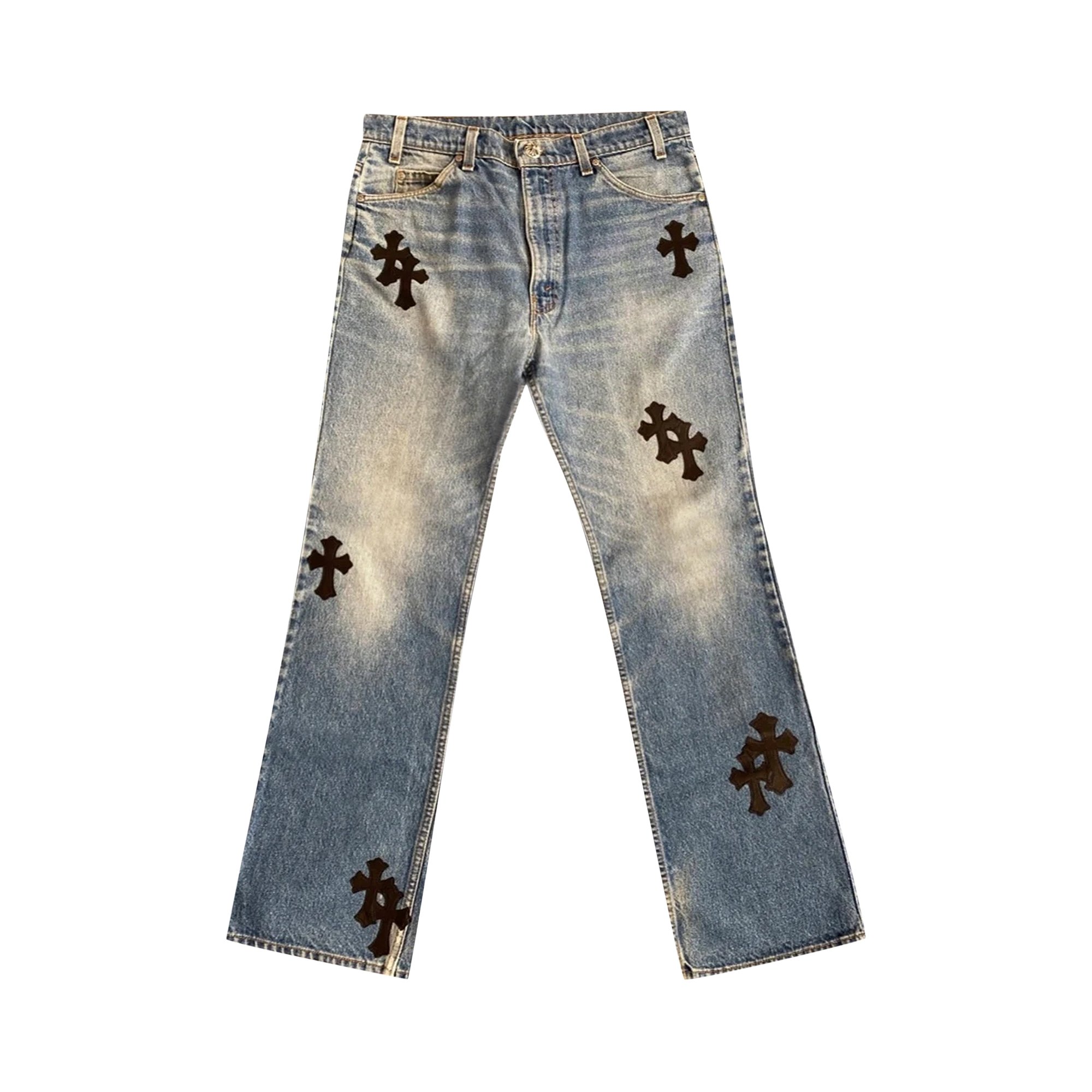 

Джинсовые брюки Chrome Hearts x Levis с перекрестной нашивкой, цвет Синий