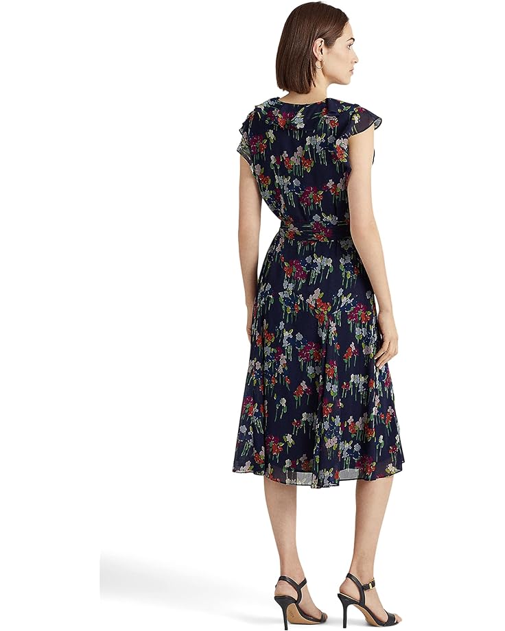 

Платье LAUREN Ralph Lauren Floral Belted Crinkle Georgette Dress, цвет Navy Multi