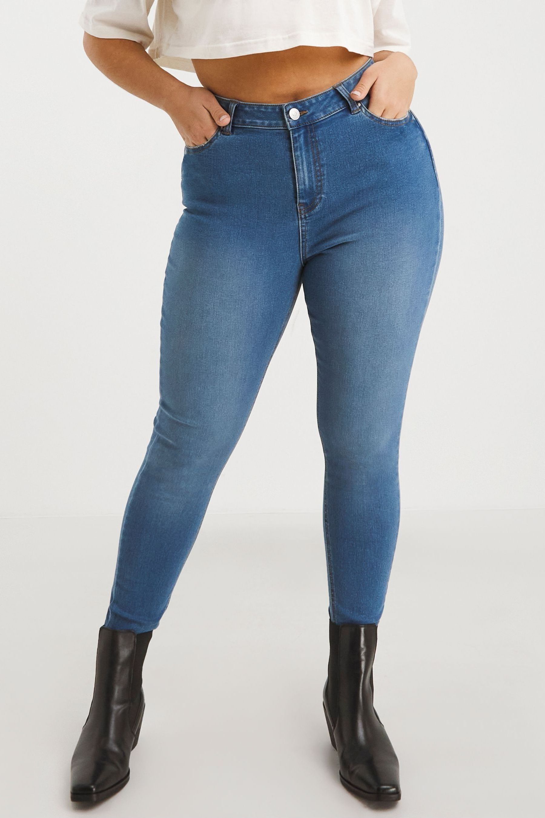 Узкие синие эластичные джинсы Lucy's с высокой талией Simply Be, синий