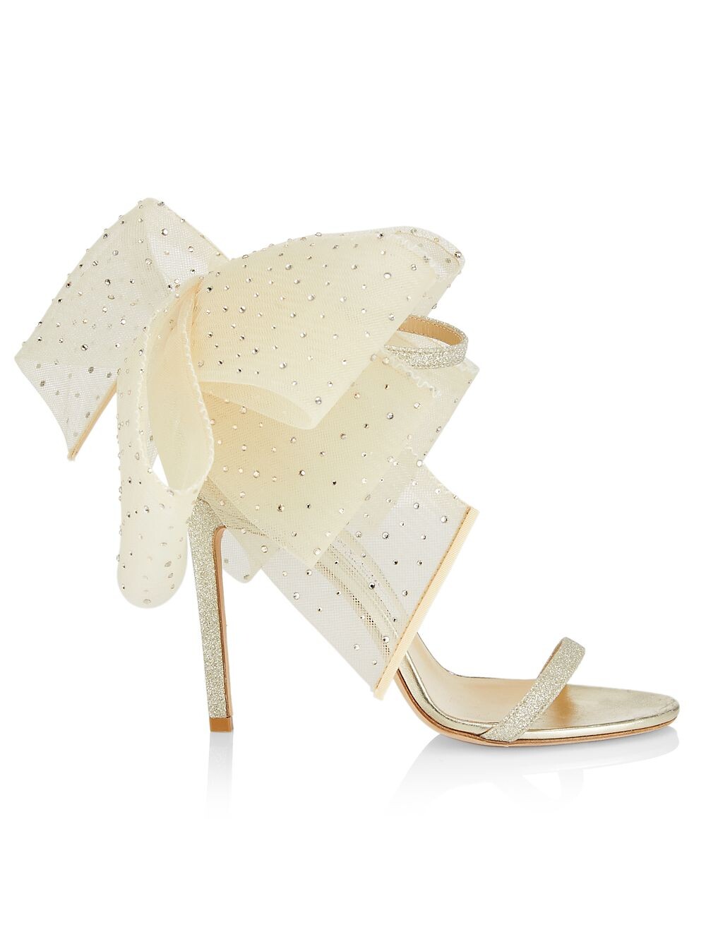 

Сандалии с бантом из тюля Aveline 100MM Hotfix Jimmy Choo, платиновый