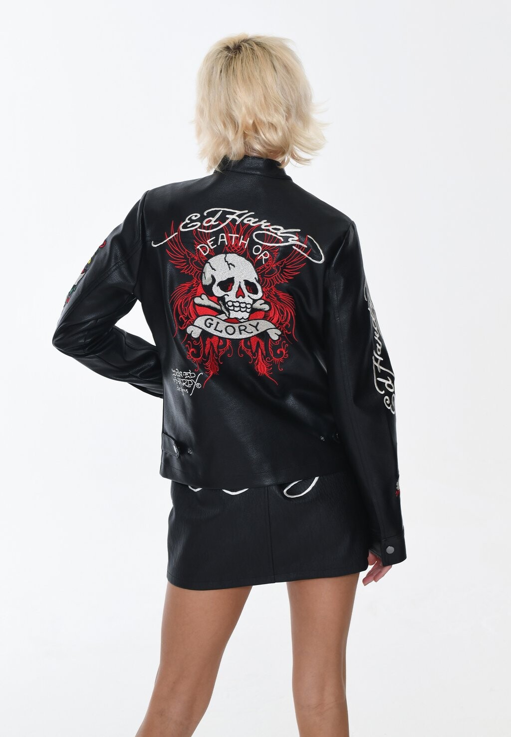 

Кожаный пиджак Ed Hardy, черный