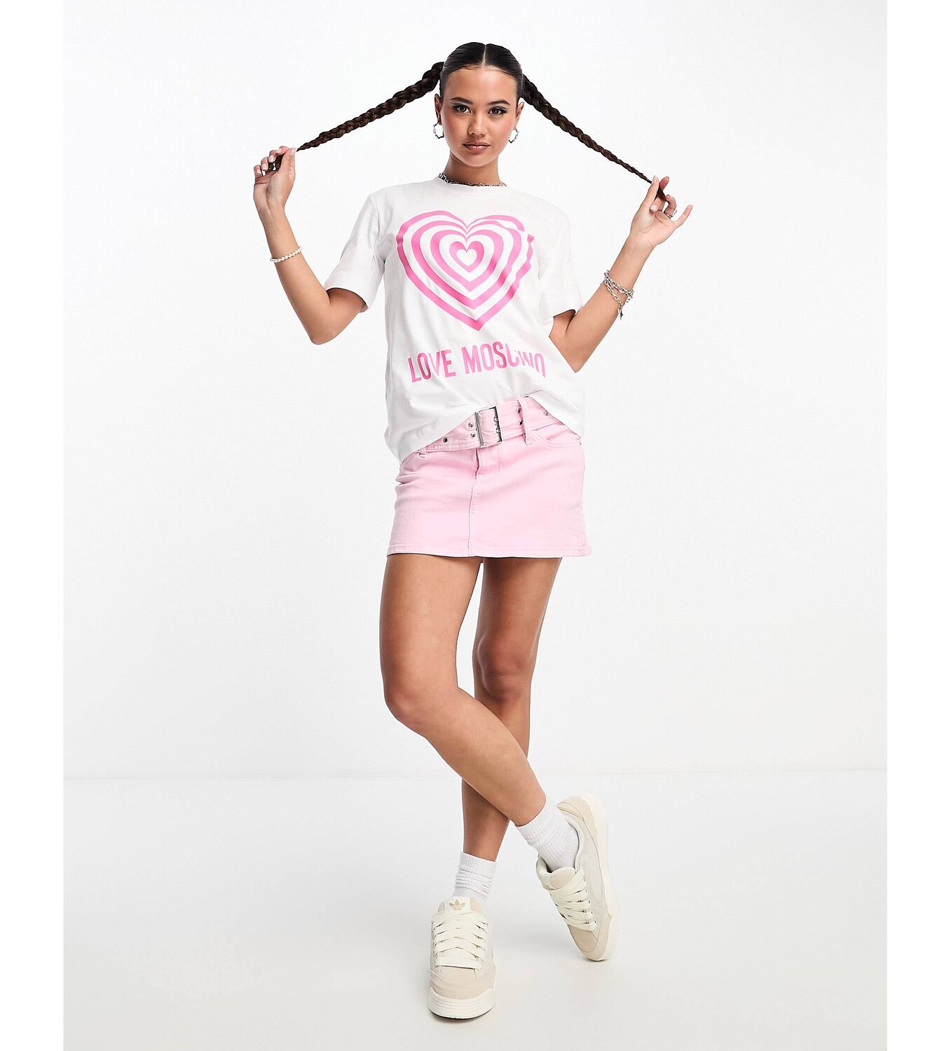 

Белая футболка с логотипом в виде сердца Love Moschino, Белый