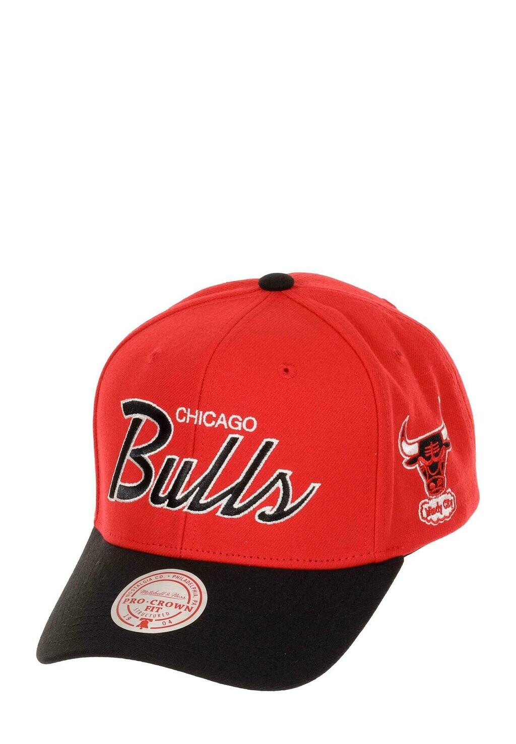 Кепка CHICAGO BULLS NBA TEAM SCRIPT VERSTELLBARE GEBOGENE SNAPBACK Mitchell & Ness, черный