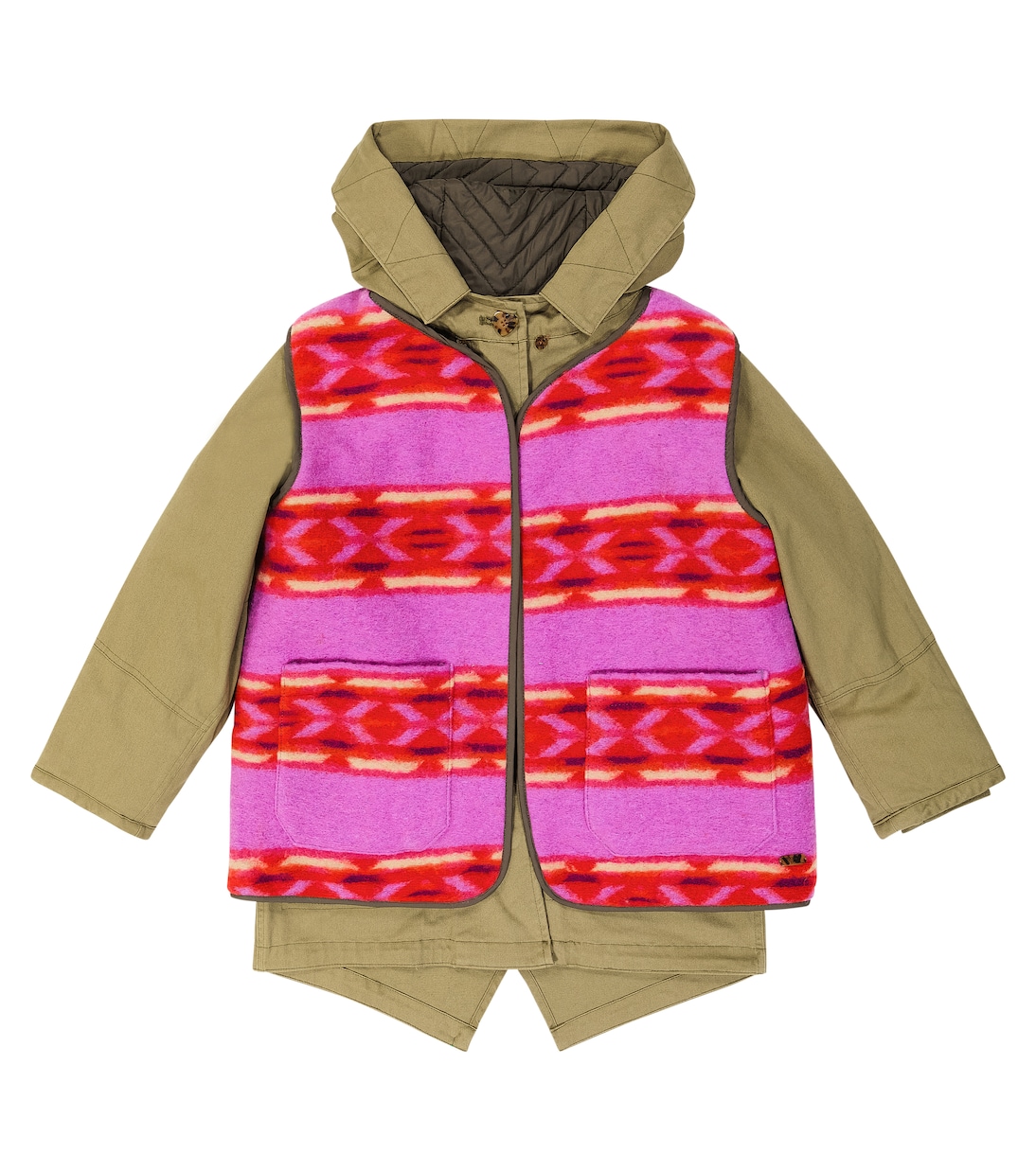Многослойное хлопковое пальто с принтом Scotch & Soda Kids, розовый