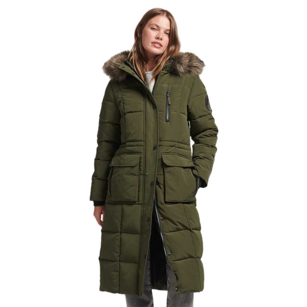 

Куртка Superdry Longline Faux Fur Everest, зеленый
