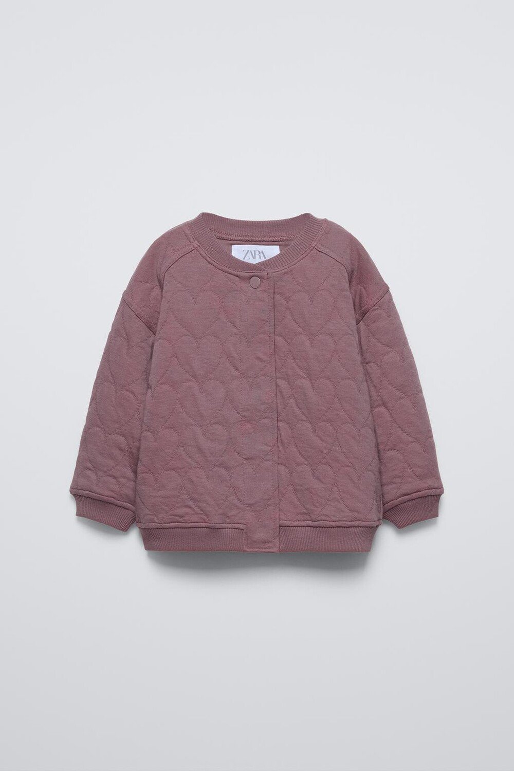 

Стеганая куртка-бомбер с сердечками ZARA, темно-розовый